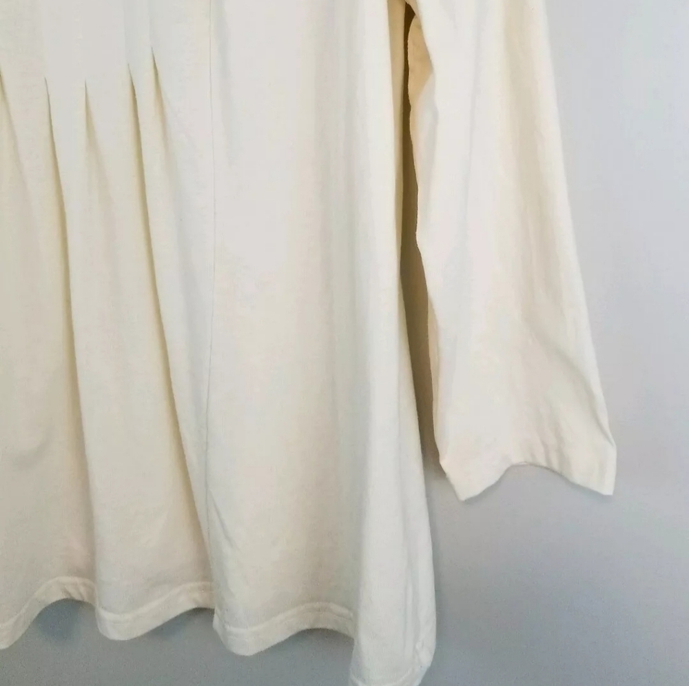 Woman Within Plus 1X Off-White Pleated Tunic Top - Picture 6 of 8